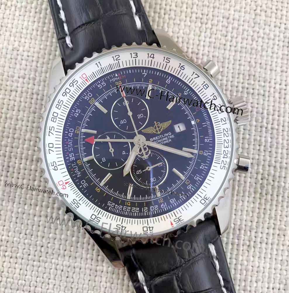 Japan Grade Navitimer world GMT Black Mens Watch Copy Breitling